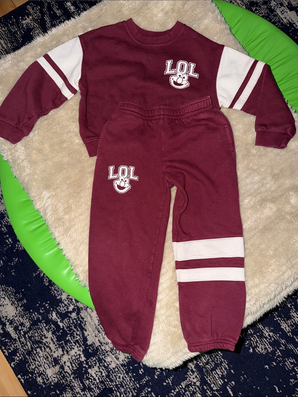 GAP Maroon & White LOL Sweatshirt and Joggers Set